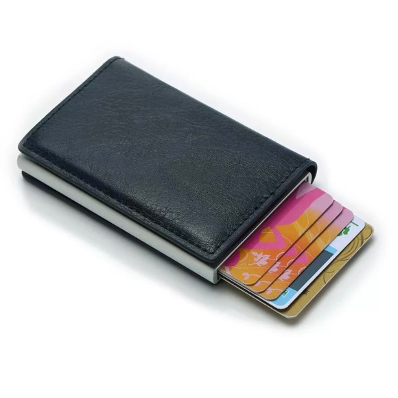 AirTag Slide Carbon Fibre Card Holder. Smart AirTag Wallet. Black or Coffee. - Picture 5 of 6